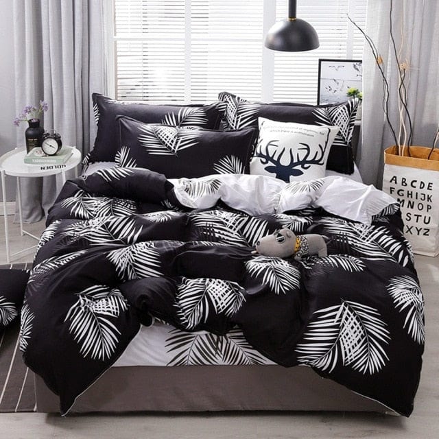 2/3pcs Beautiful Flower Feather Wave Print Bedding Set - east2cart.uk