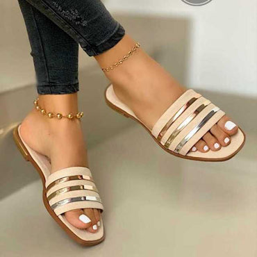 Casual Ladies Rhinestones Bling Cross Slip On Sandals - east2cart.uk