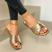 Casual Ladies Rhinestones Bling Cross Slip On Sandals - east2cart.uk