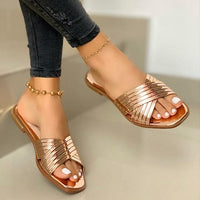 Casual Ladies Rhinestones Bling Cross Slip On Sandals - east2cart.uk