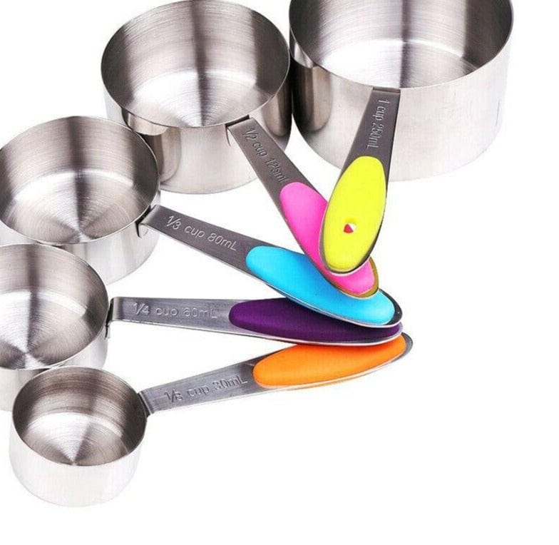 10pcs/Lot Stainless Steel Measuring Cups With Silicone Handle