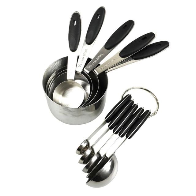 10pcs/Lot Stainless Steel Measuring Cups With Silicone Handle