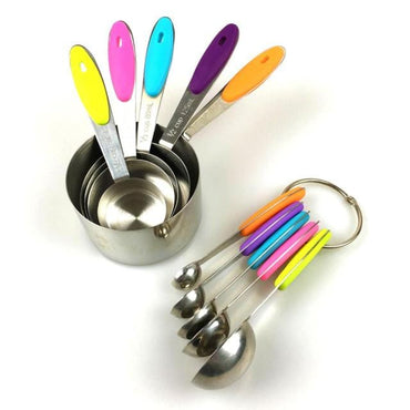 10pcs/Lot Stainless Steel Measuring Cups With Silicone Handle