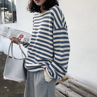 Ladies Gothic stripe Cotton Sweat Top - east2cart.uk