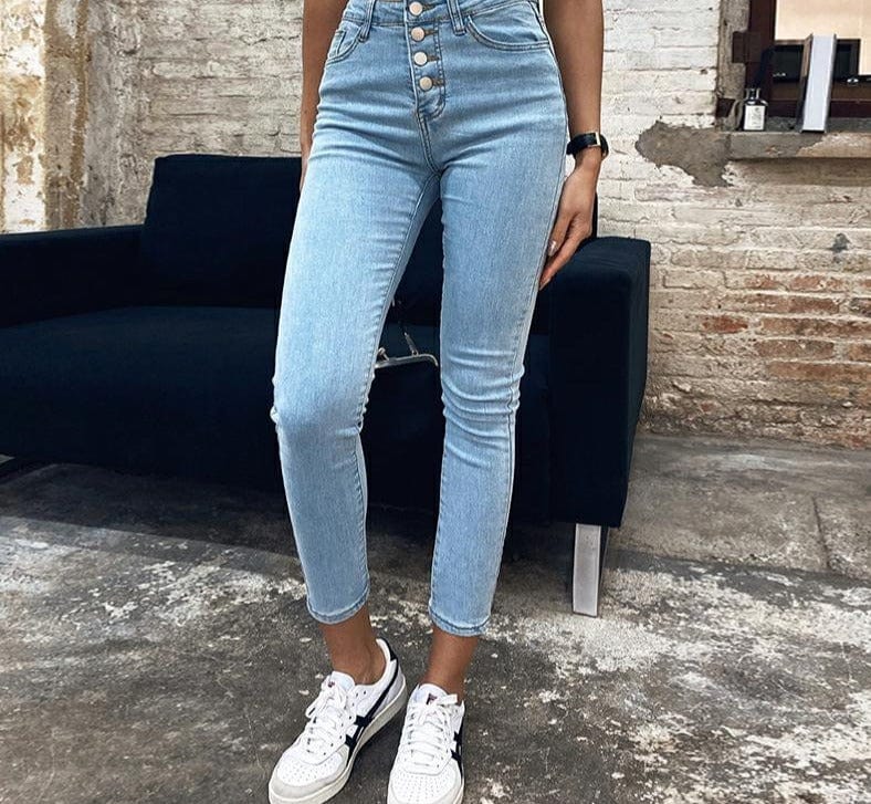 Stretch High Waist Jeans Women 2021 New Skinny Slim Fashion Washed Trousers Female Denim Pencil Pants Elastic Ninth Pants - east2cart.uk