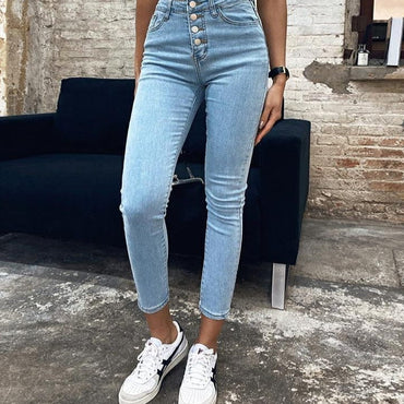 Stretch High Waist Jeans Women 2021 New Skinny Slim Fashion Washed Trousers Female Denim Pencil Pants Elastic Ninth Pants - east2cart.uk