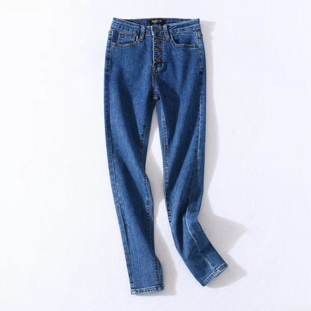 Stretch High Waist Jeans Women 2021 New Skinny Slim Fashion Washed Trousers Female Denim Pencil Pants Elastic Ninth Pants - east2cart.uk