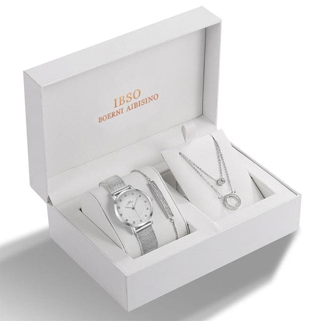 Ladies Crystal Design Necklace & Watch Gift Set - east2cart.uk