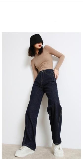 Woman Jeans 2021 New Fashion Straight Pants High Waist Casual Mom Baggy Jean Female Full Length Loose Denim Boyfriend Trouser - east2cart.uk