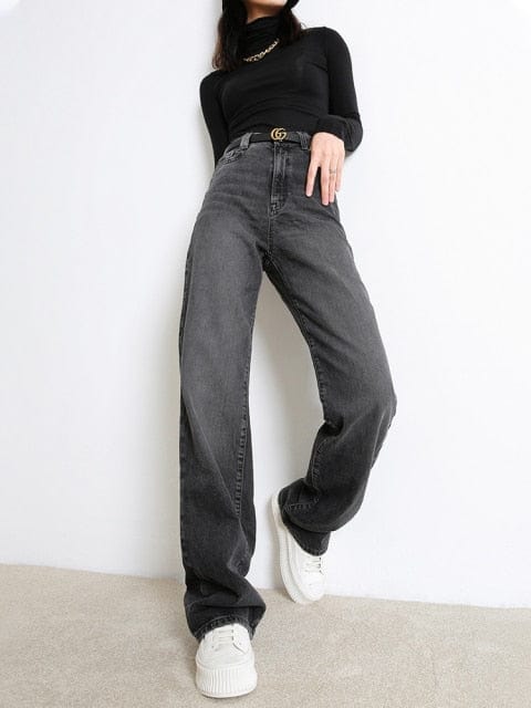 Woman Jeans 2021 New Fashion Straight Pants High Waist Casual Mom Baggy Jean Female Full Length Loose Denim Boyfriend Trouser - east2cart.uk