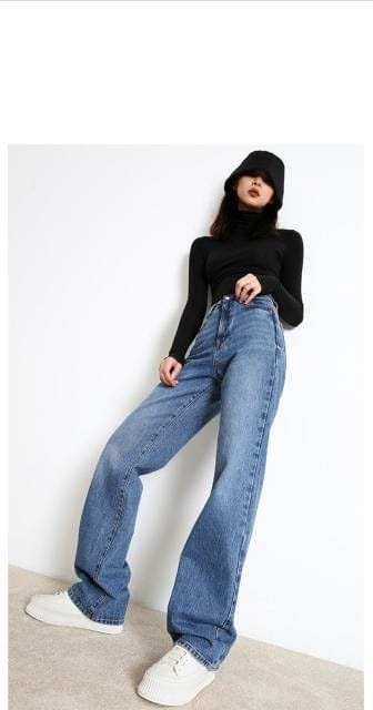 Woman Jeans 2021 New Fashion Straight Pants High Waist Casual Mom Baggy Jean Female Full Length Loose Denim Boyfriend Trouser - east2cart.uk