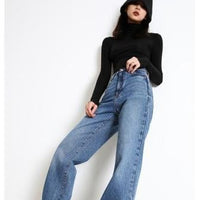 Woman Jeans 2021 New Fashion Straight Pants High Waist Casual Mom Baggy Jean Female Full Length Loose Denim Boyfriend Trouser - east2cart.uk