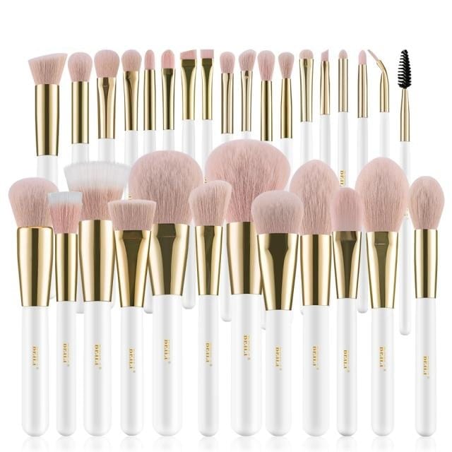 Professional White Gold Makeup Brushes Set - east2cart.uk