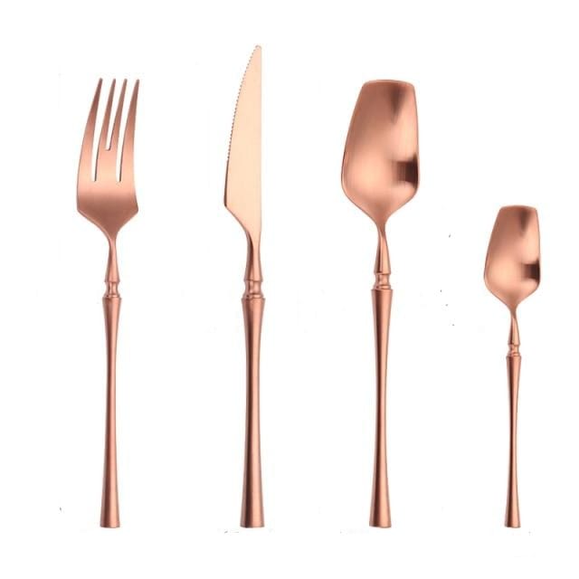 Stainless Steel Cutlery Set Gold Dinnerware Set Western Food Cutlery Tableware Dinnerware Christmas Gift Forks Knives Spoons - east2cart.uk