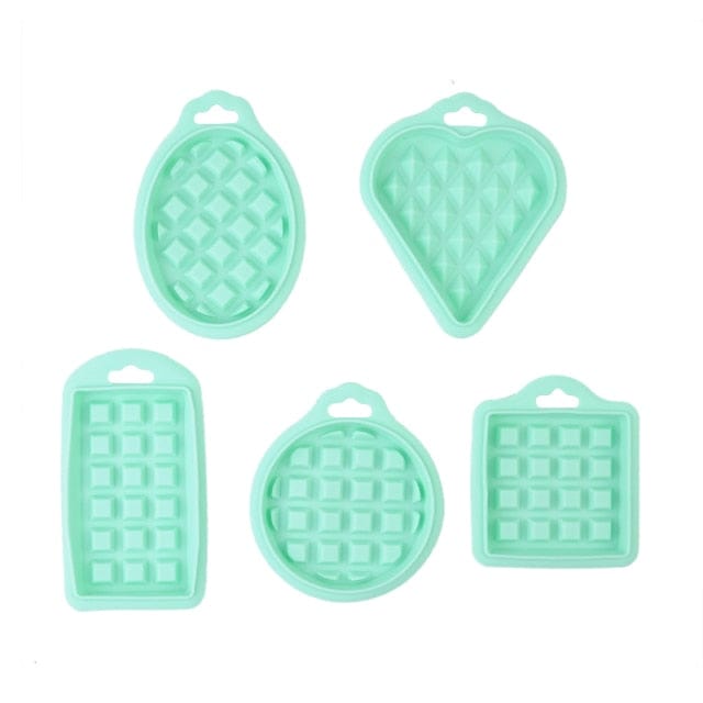 5 Pcs Food Grade Silicone Waffle Moulds