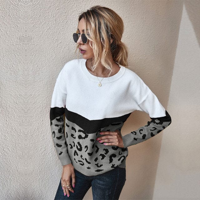 Leopard Print Knitted Sweater - east2cart.uk