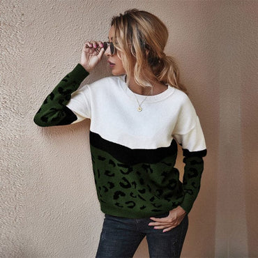 Leopard Print Knitted Sweater - east2cart.uk