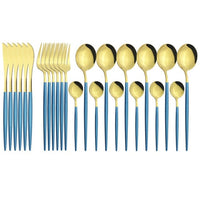 24Pcs/ Black Gold Dinnerware Cutlery Set - east2cart.uk