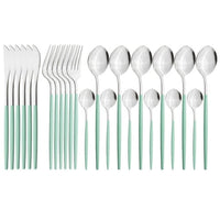 24Pcs/ Black Gold Dinnerware Cutlery Set - east2cart.uk