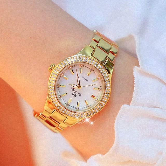 Ladies Gold Crystal Diamond Watch - east2cart.uk