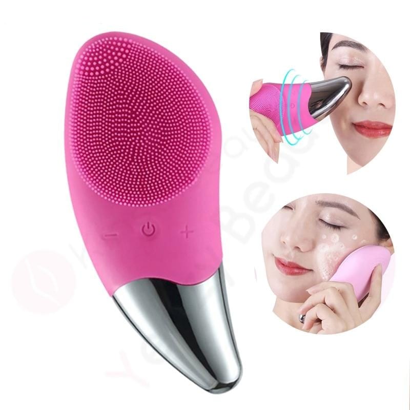 Mini Electric Facial Cleansing Brush Silicone Sonic Face Cleaner Deep Pore Cleaning Skin Face Cleaning Brush Device USB Recharge - east2cart.uk