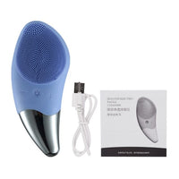 Mini Electric Facial Cleansing Brush Silicone Sonic Face Cleaner Deep Pore Cleaning Skin Face Cleaning Brush Device USB Recharge - east2cart.uk