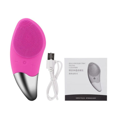 Mini Electric Facial Cleansing Brush Silicone Sonic Face Cleaner Deep Pore Cleaning Skin Face Cleaning Brush Device USB Recharge - east2cart.uk