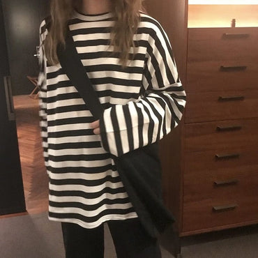 Ladies Striped Oversized T Shirt - east2cart.uk