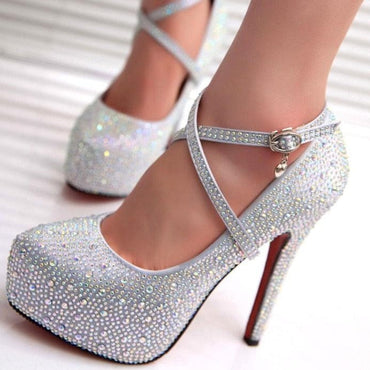 Crystal Pumps Wedding Platform Shoes