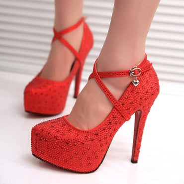 Crystal Pumps Wedding Platform Shoes