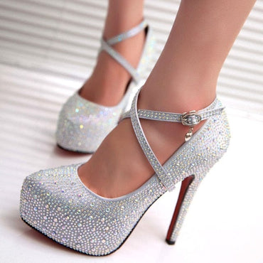 Crystal Pumps Wedding Platform Shoes