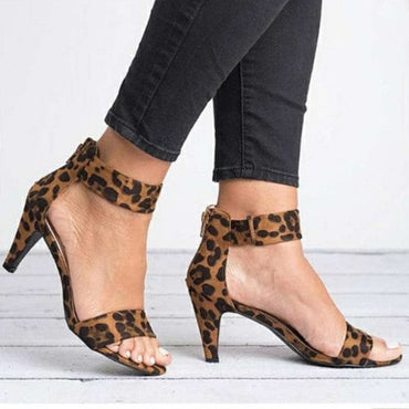 Open Toe Leopard Print High Heels