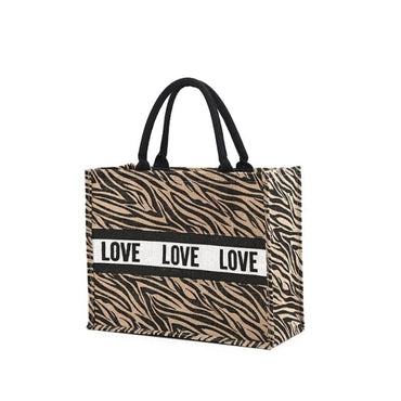 Women Summer Luxury Jute Handbags for Beach Vintage Swallow Gird Printing Shoulder Bags Daily Use Female Leopard Shopping Tote - east2cart.uk