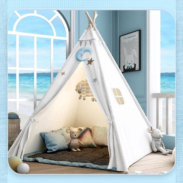 Kids Red Indian Canvas Tipi Play Tent - east2cart.uk