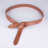 New non perforated women's belt luxury designer's creative belt simple matching dress shirt suit waist knot leather belt - east2cart.uk