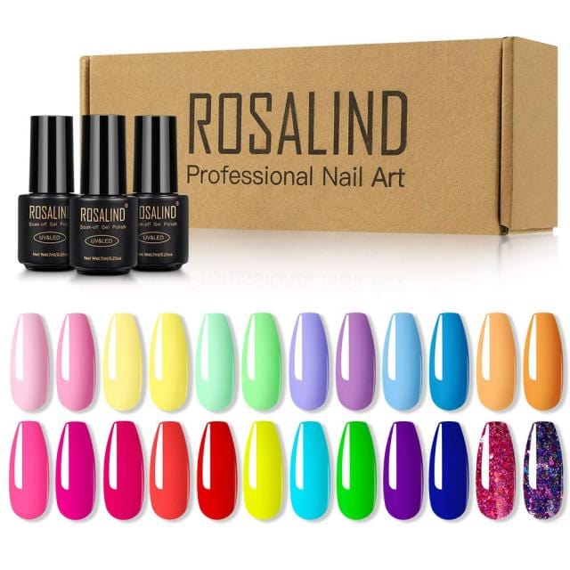 ROSALIND Nail Gel Manicure Set Lamp Gel Tools Kits For Nails Art UV Lamp Semi Permanent Nail Gel Polish Set With Base Top Coat - east2cart.uk