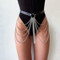 Layered Leather Belt With Chains Body Harness Sexy Waist Goth Accessories Strap Adjustable Festival Girls Jewelry - east2cart.uk