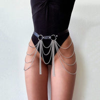 Layered Leather Belt With Chains Body Harness Sexy Waist Goth Accessories Strap Adjustable Festival Girls Jewelry - east2cart.uk
