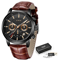 Top Brand Leather Chronograph Waterproof Watch - east2cart.uk