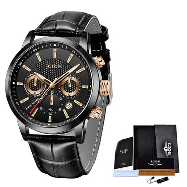 Top Brand Leather Chronograph Waterproof Watch - east2cart.uk