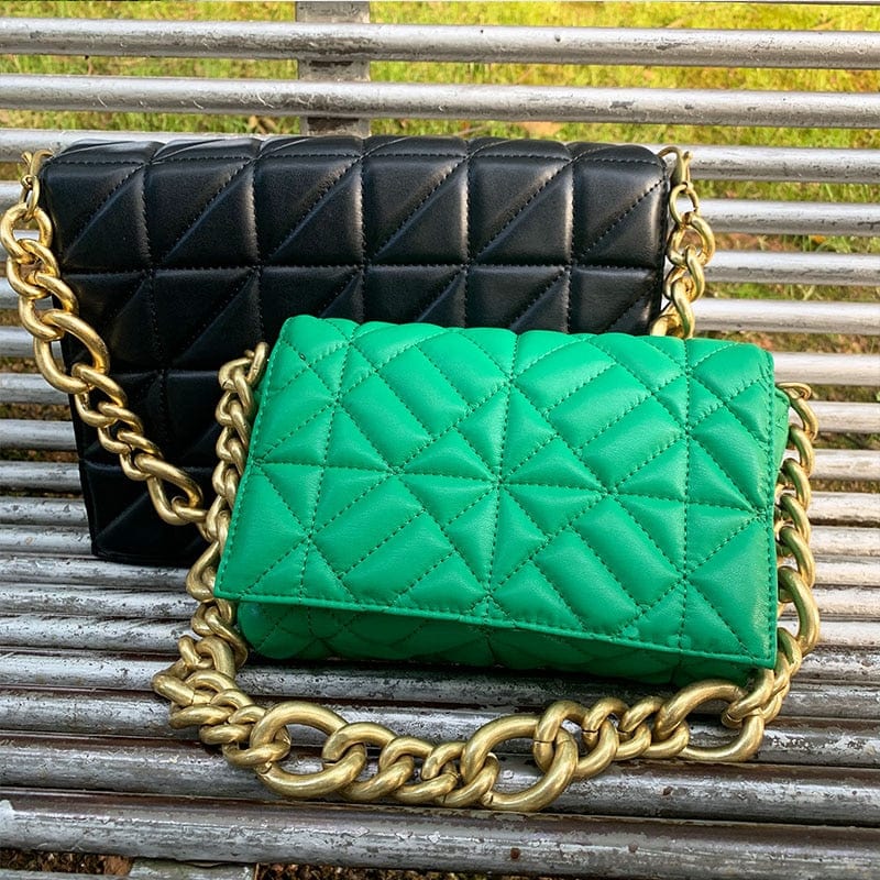 Thick Chain Quilted Shoulder Bag - east2cart.uk