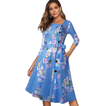 Retro Elegant Flare Swing Ladies Dress - east2cart.uk