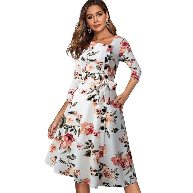 Retro Elegant Flare Swing Ladies Dress - east2cart.uk