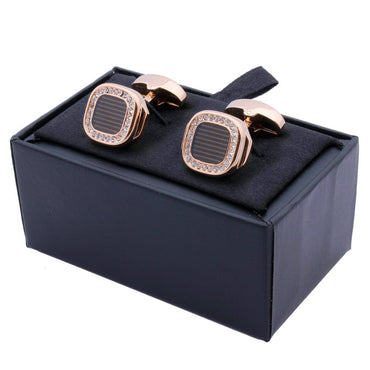 Rose Gold Crystal Cufflinks - east2cart.uk