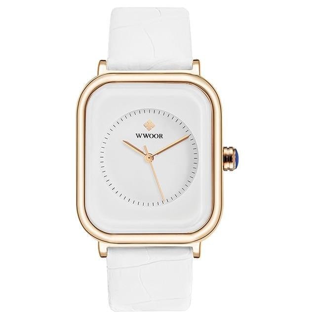 Ladies White Leather Minimalist Quartz Wristwatch - east2cart.uk