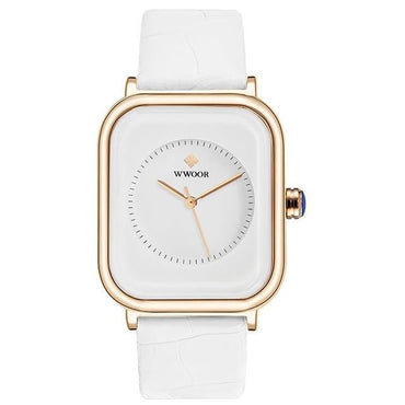 Ladies White Leather Minimalist Quartz Wristwatch - east2cart.uk