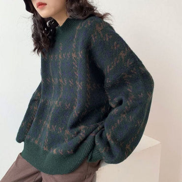 Loose Knitted Patchwork Sweater