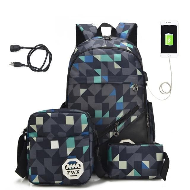 3pcs/set Boy's High School Back Packs - east2cart.uk