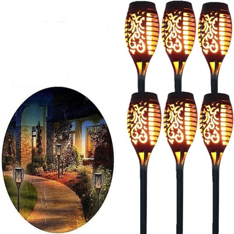 6Pcs 12LED Flickering Garden Path Lamps