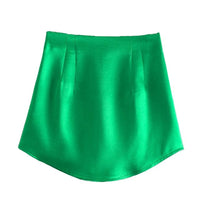 Chic Green Bright Silk Mini Skirt - east2cart.uk